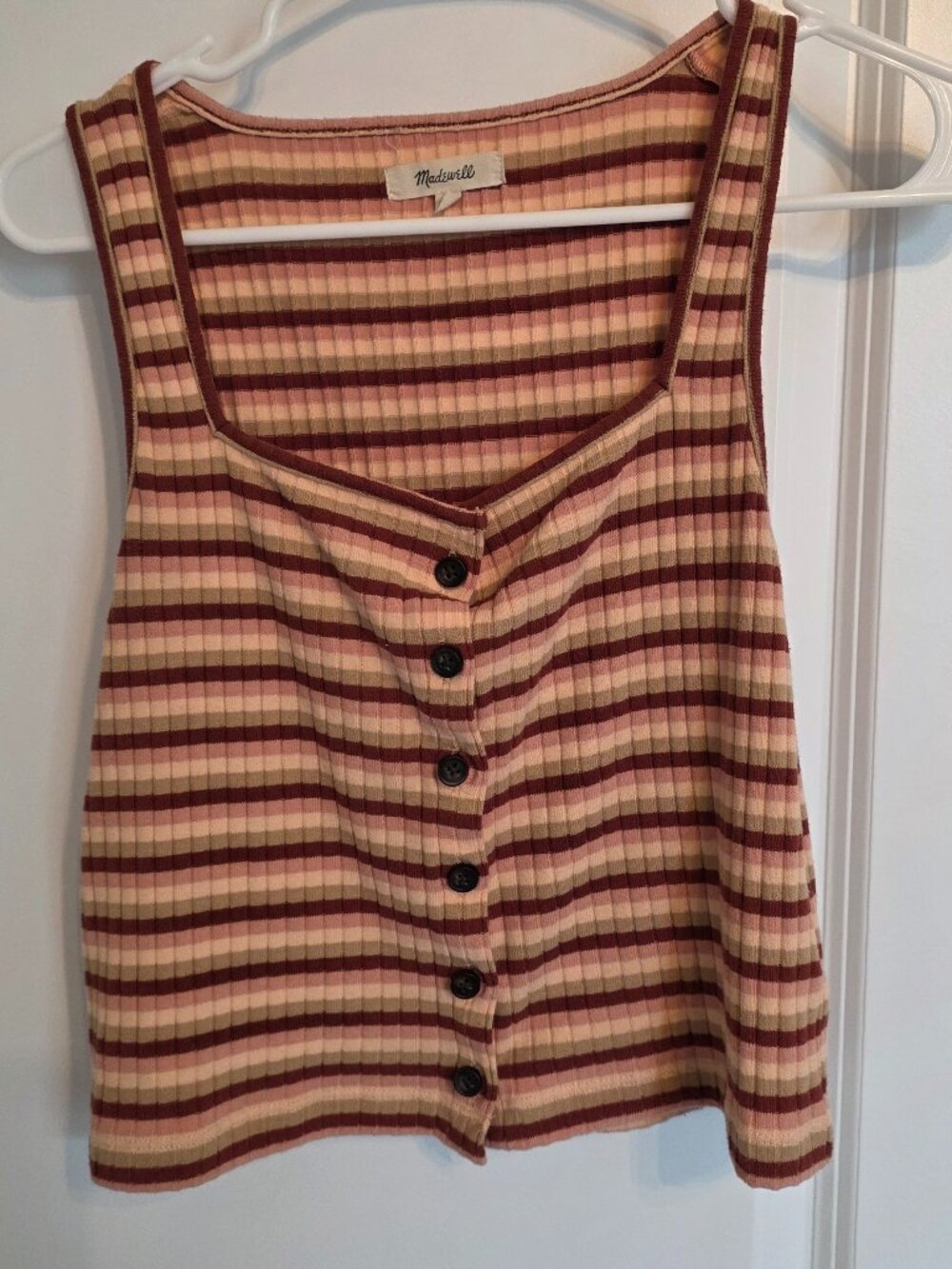 Madewell Red & Orange Striped Tank Top - Small